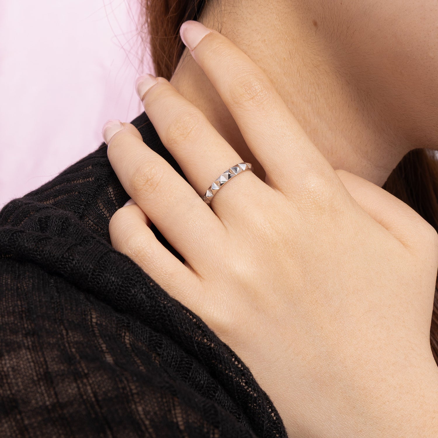 Nour Pyramid Ring Silver