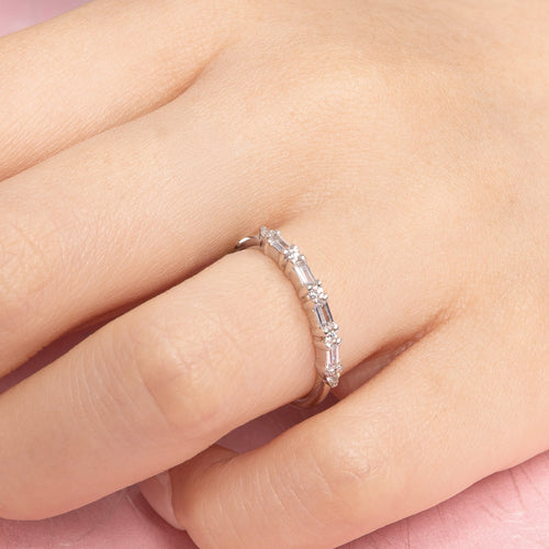 Cluster Baguette Ring Silver