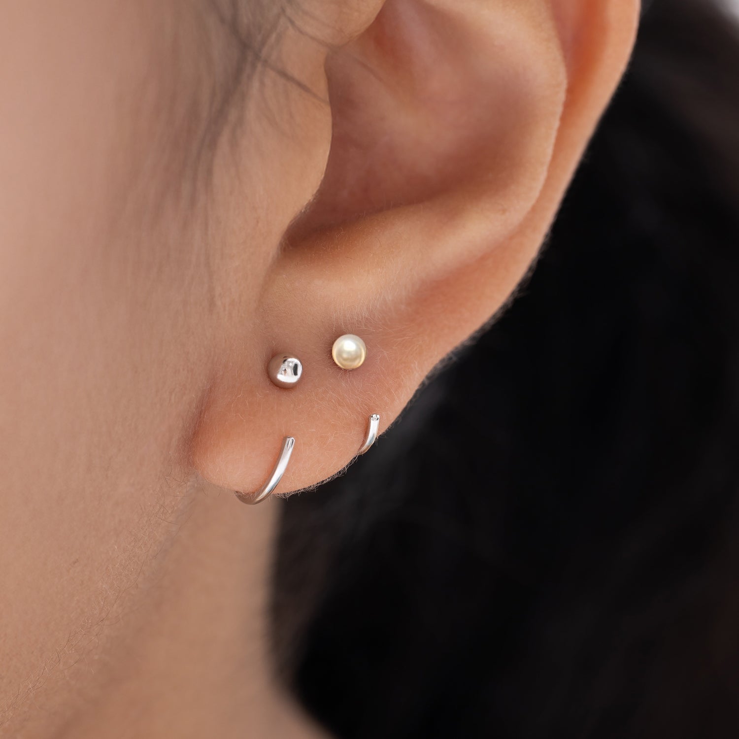 Pearl Huggies Earrings