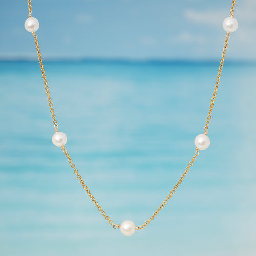 14K Gold Filled Cable Chain Freshwater Pearl Necklace