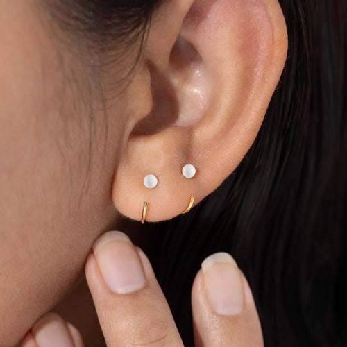 Baby Ball White Enamel Huggie Earrings