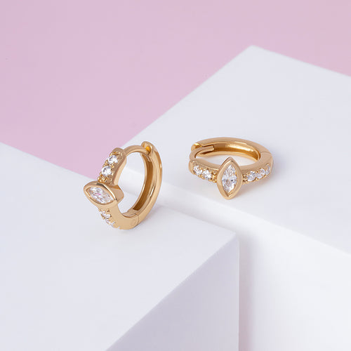 Oval Marquise Huggie Hoop