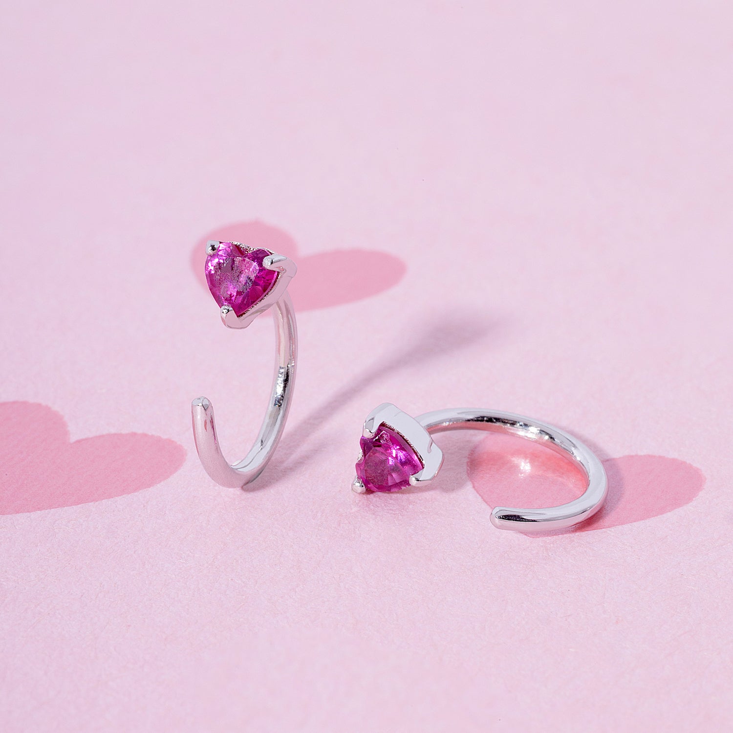 Little Ruby Heart Huggie