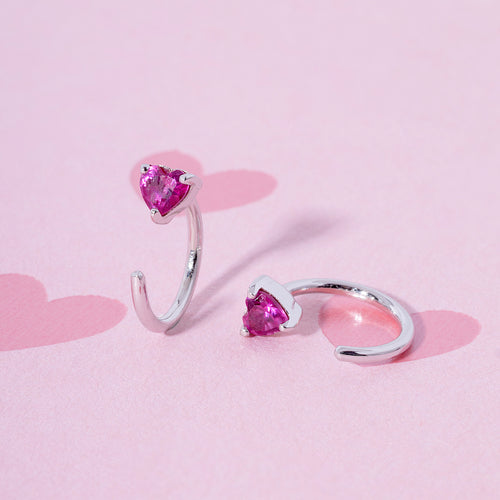 Little Ruby Heart Huggie