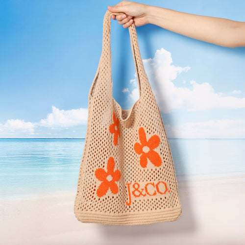 Summer Flower Knit Crochet Tote Bag