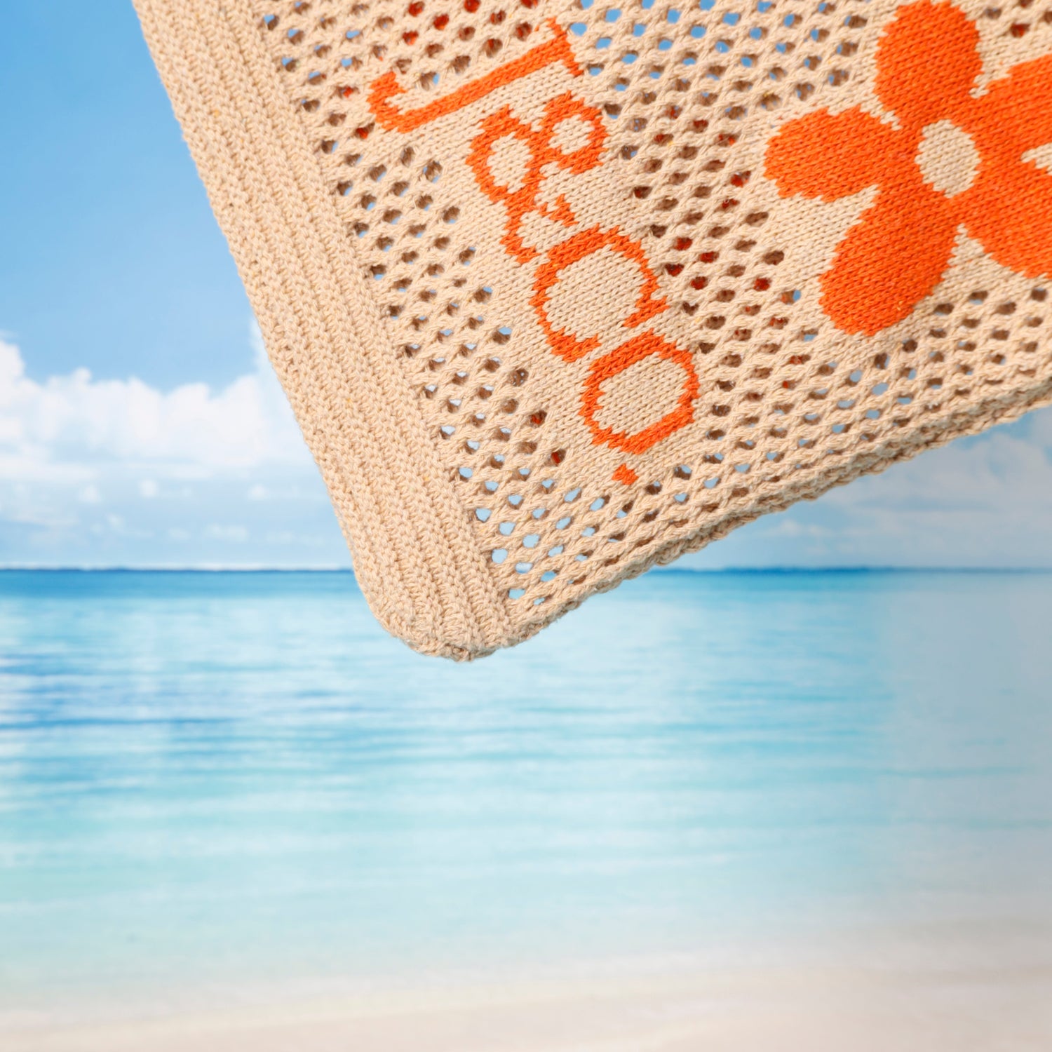 Summer Flower Knit Crochet Tote Bag