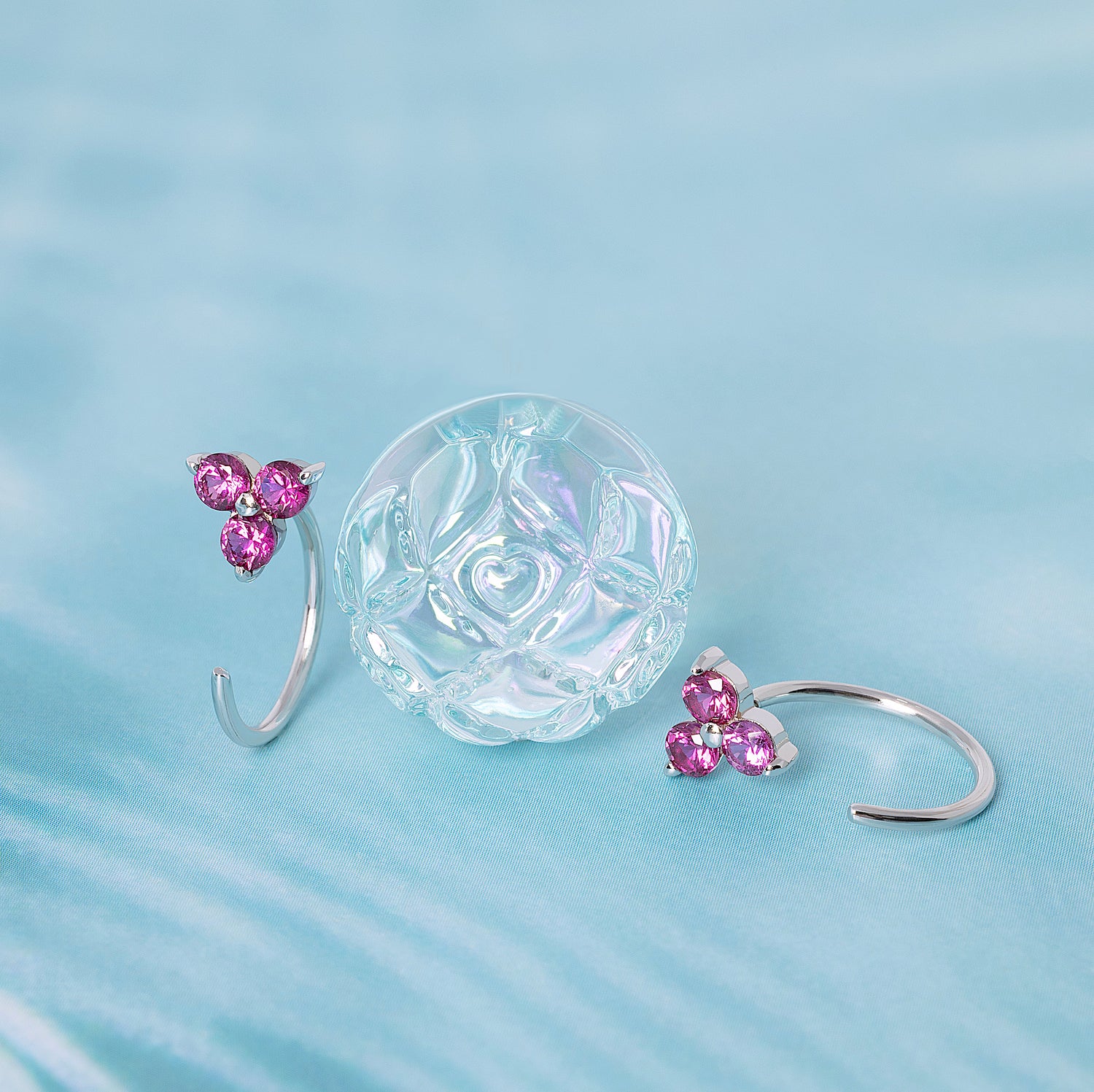 Ruby Trinity Huggie Earrings