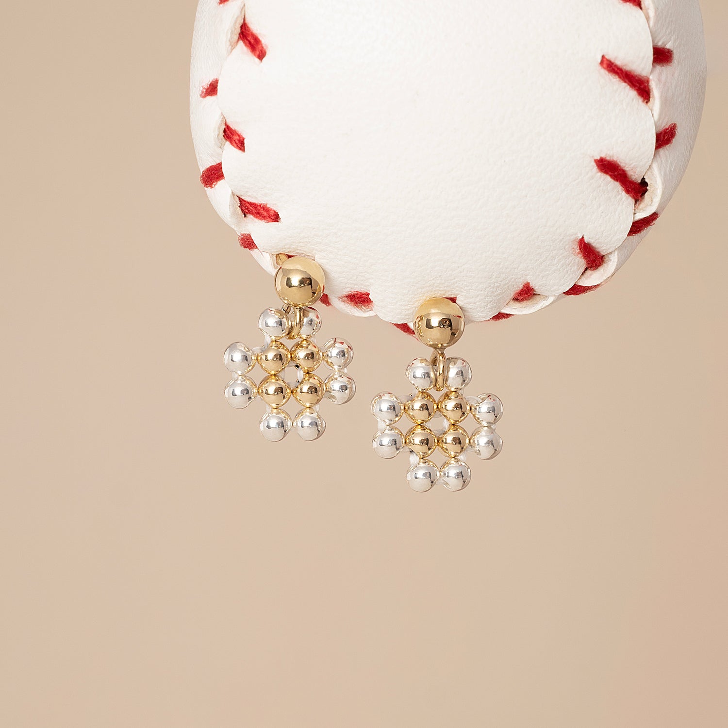 Beaded Two Tone Pixelis Stud Earrings