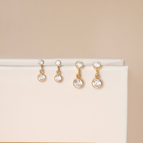 Glowy Double Bezel Stud Earrings