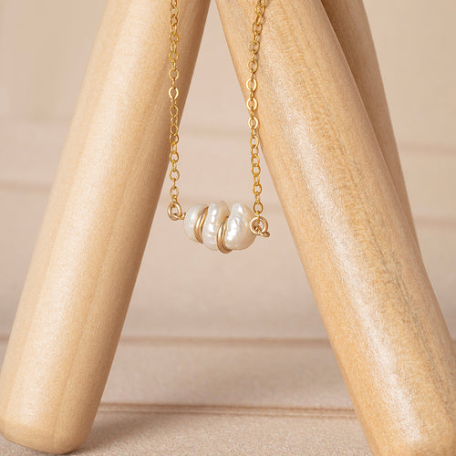 Baroque Pearly Golden Nuggets Necklace