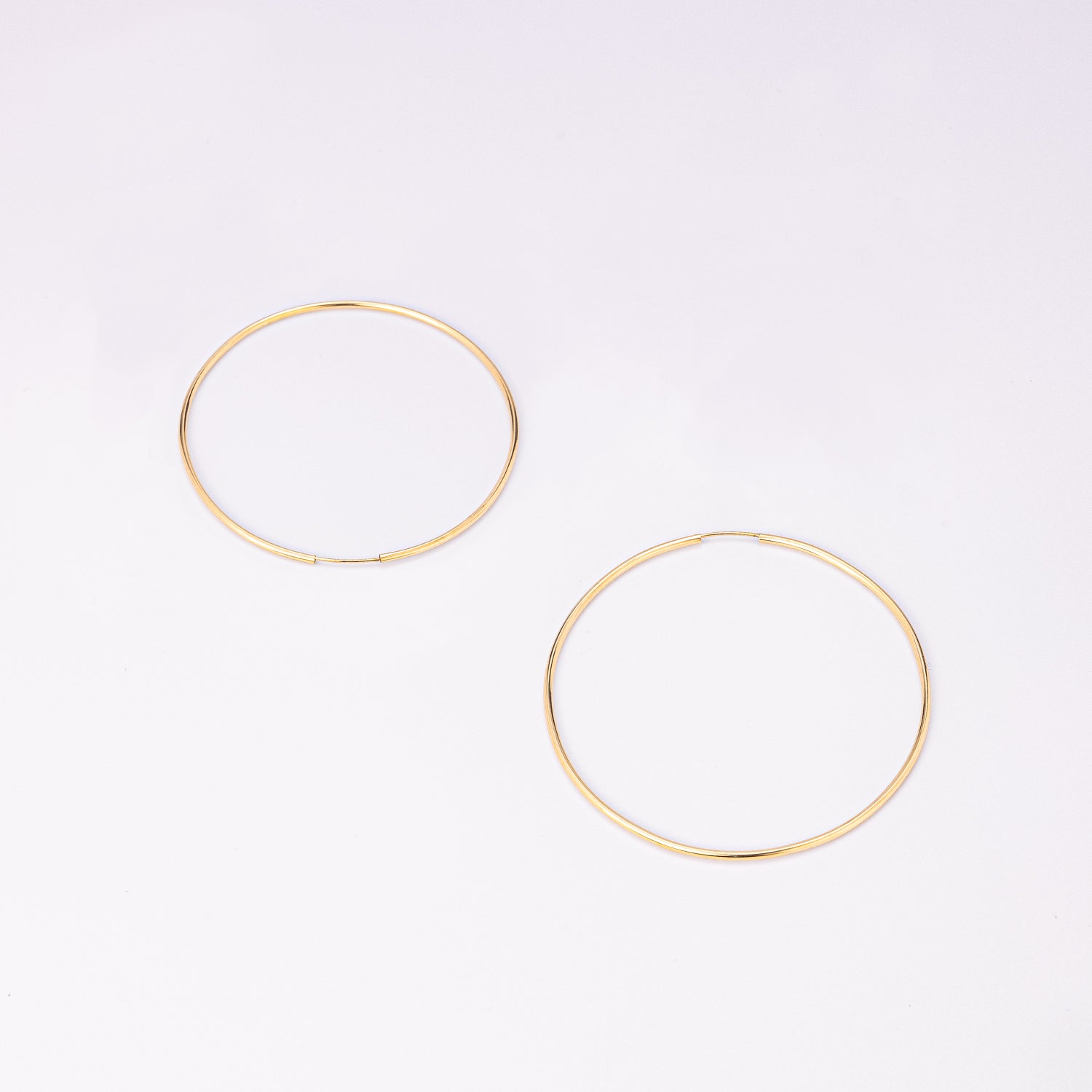 14K Solid Gold Large Endless Hoop Earrings 50mm