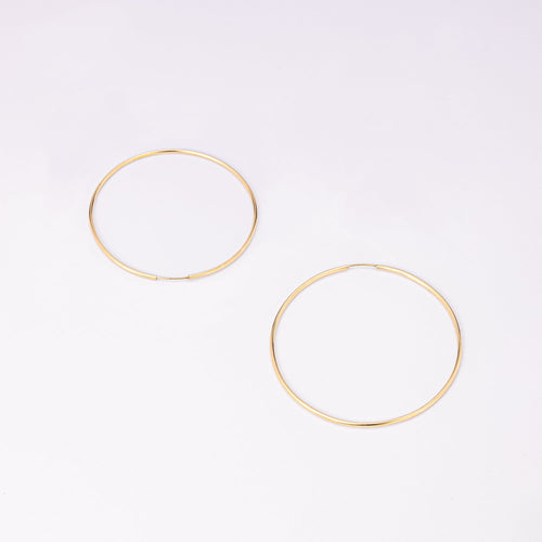 14K Solid Gold Large Endless Hoop Earrings 50mm
