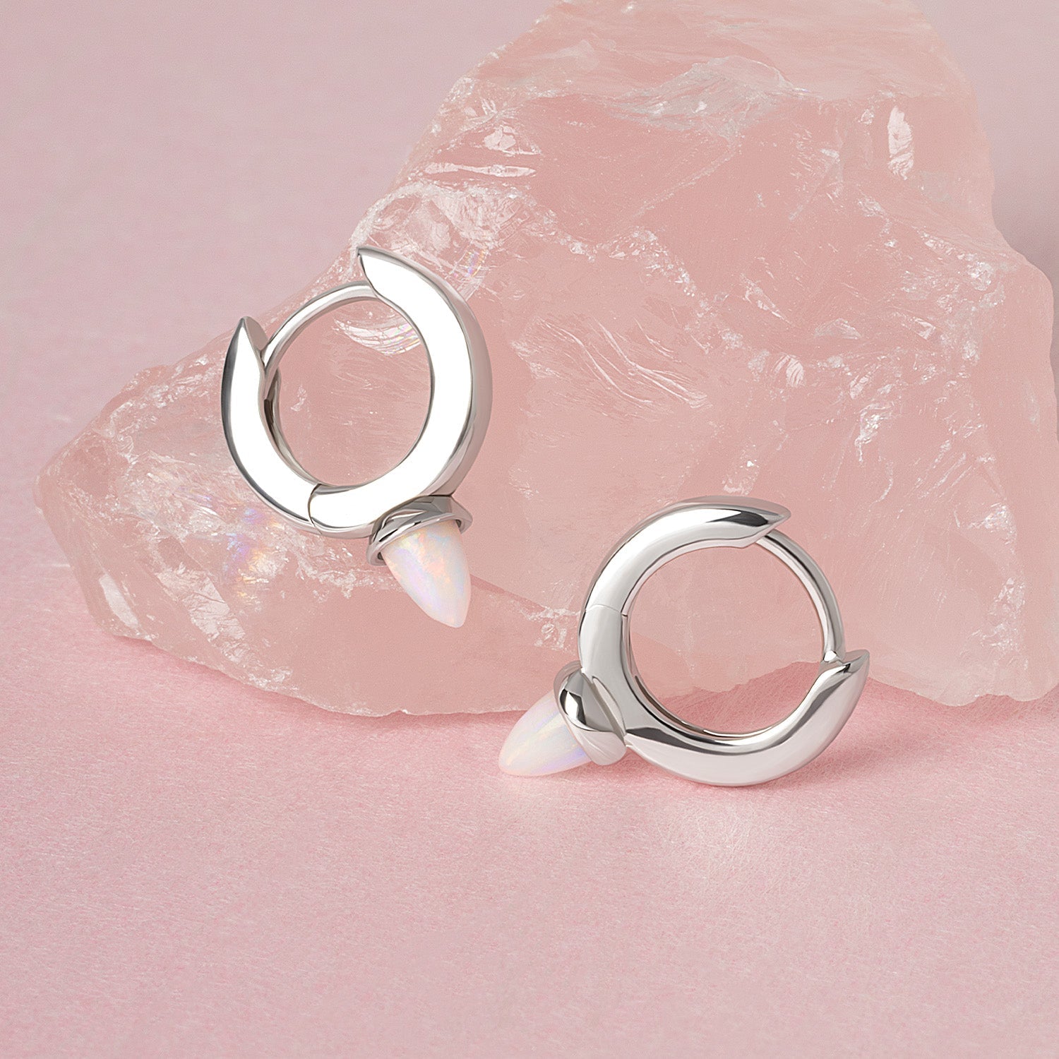 Opal Bullet Huggie Earrings