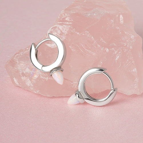 Opal Bullet Huggie Earrings