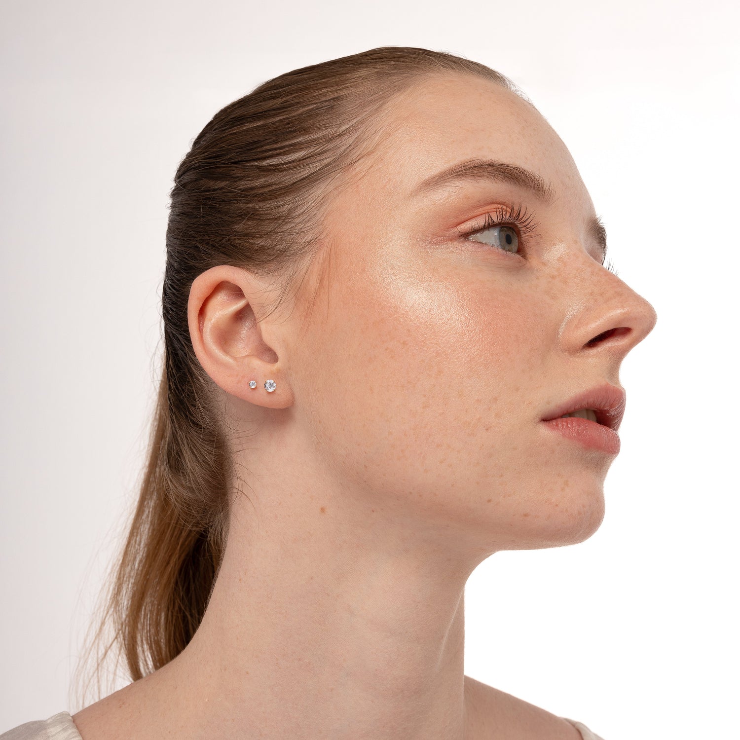 14K Solid Gold Small Solitaire Stud Earrings 5mm