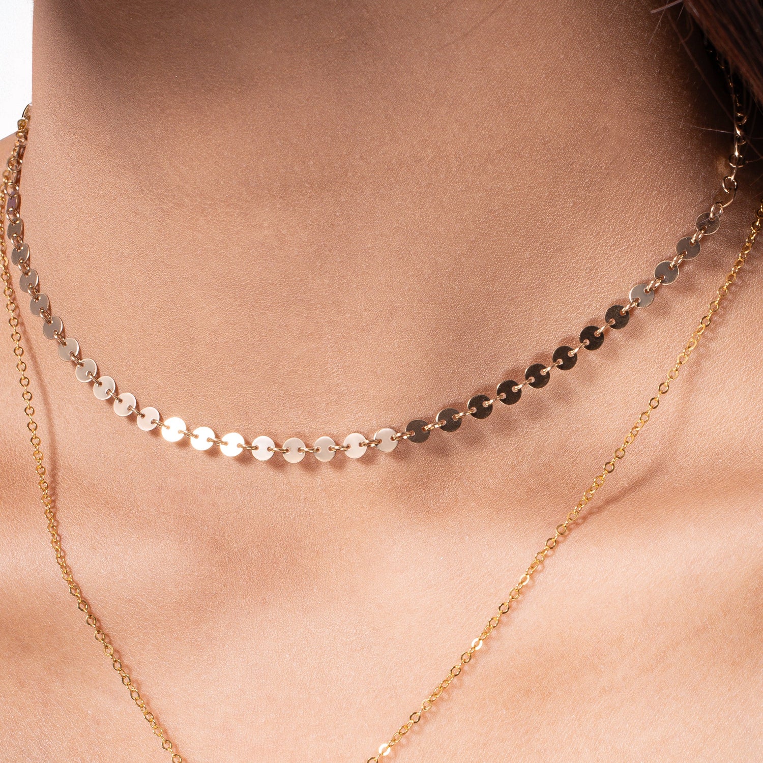 Coin Disc Choker Necklace