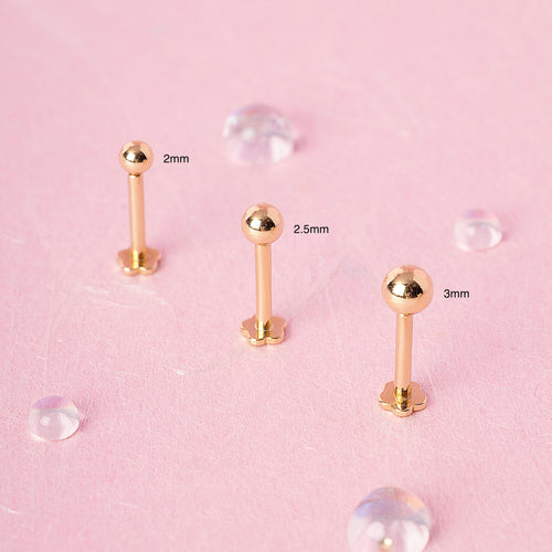 14K Solid Gold Baby Ball Labret Earring 2mm