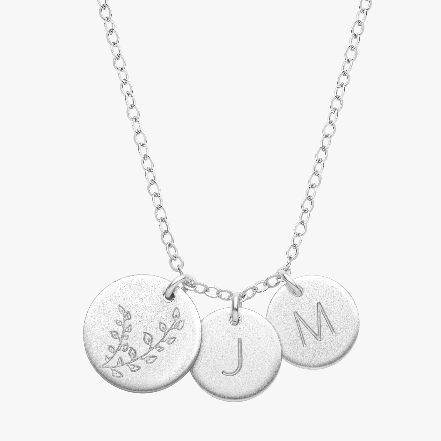 Personalized Flower Initial Necklace Silver