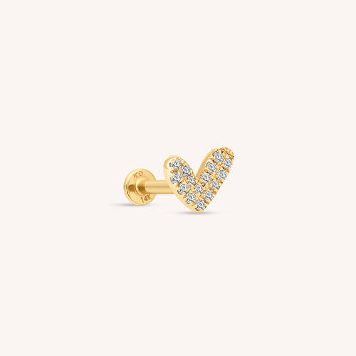 14K Solid Gold AdmireMe Diamond Flatback Earring