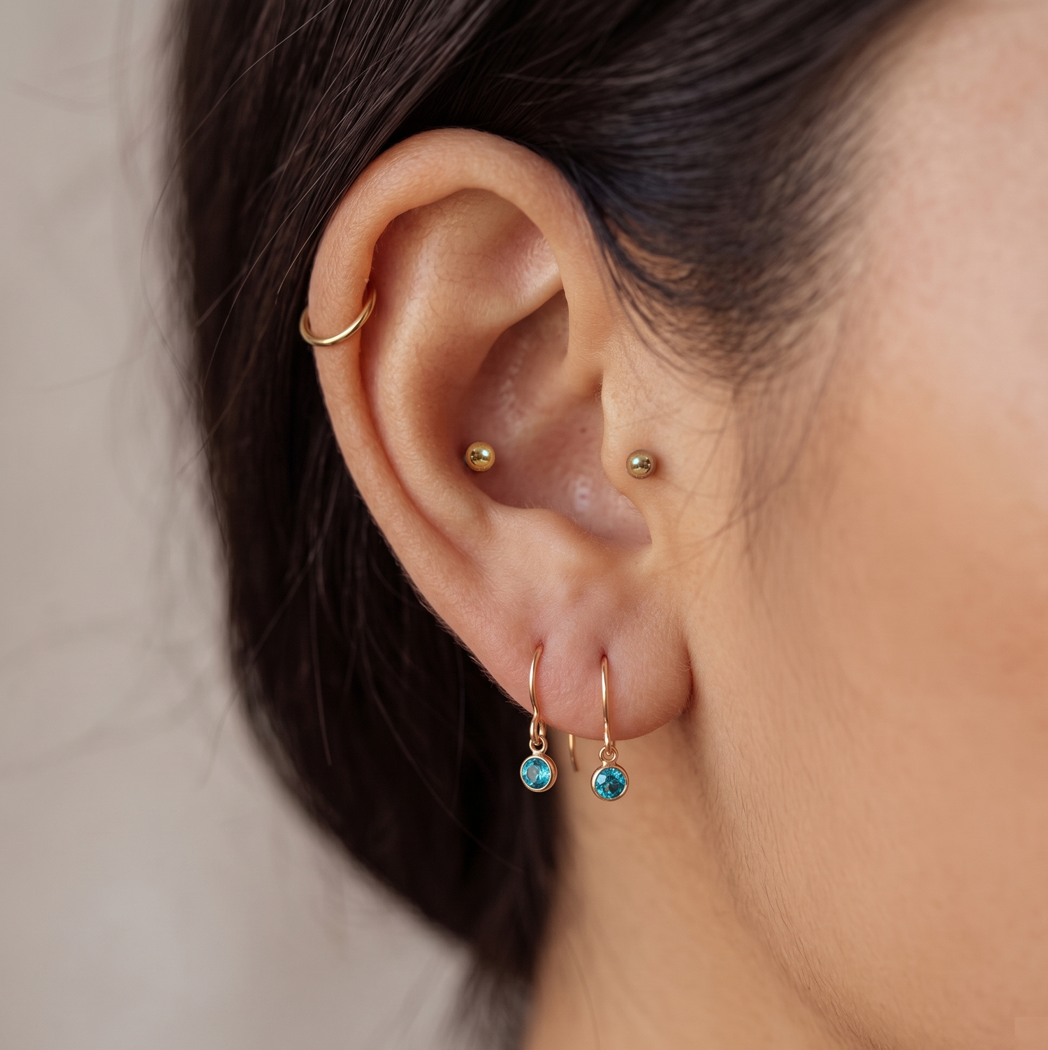 Personalised Birthstones Bezel Dangling Earrings