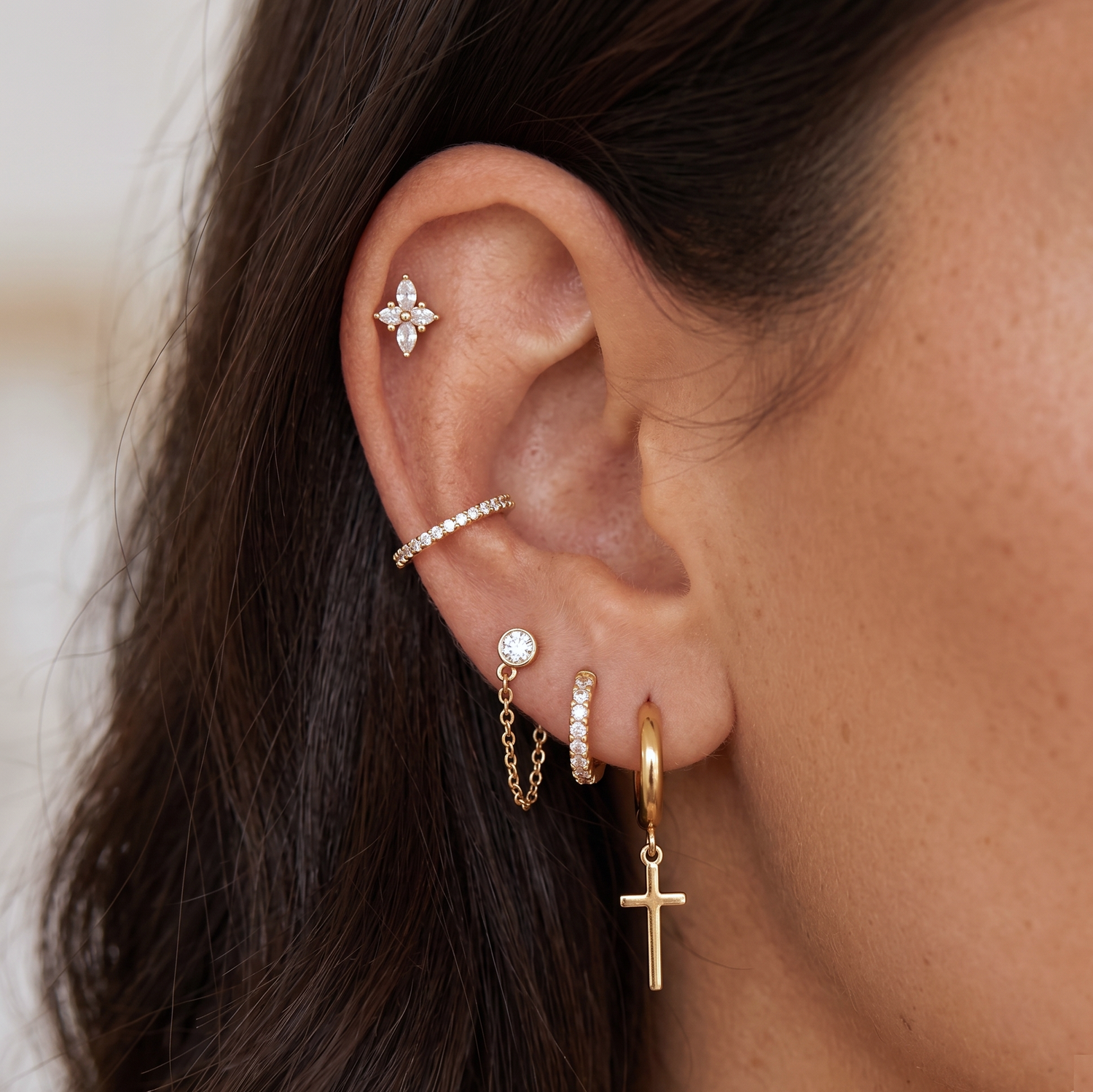Sparkling Chain Stud Earrings