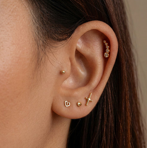 14K Solid Gold Mini Ball Labret Earring 2.5mm