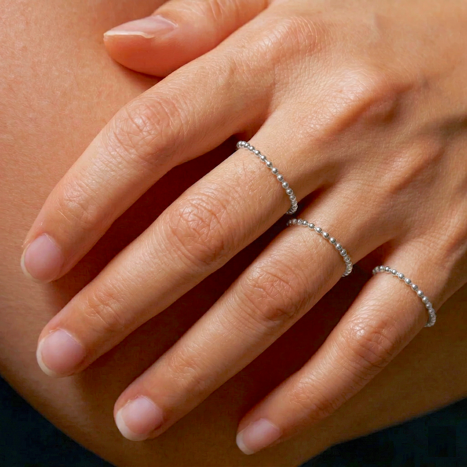 Baby Ball Chain Ring Silver