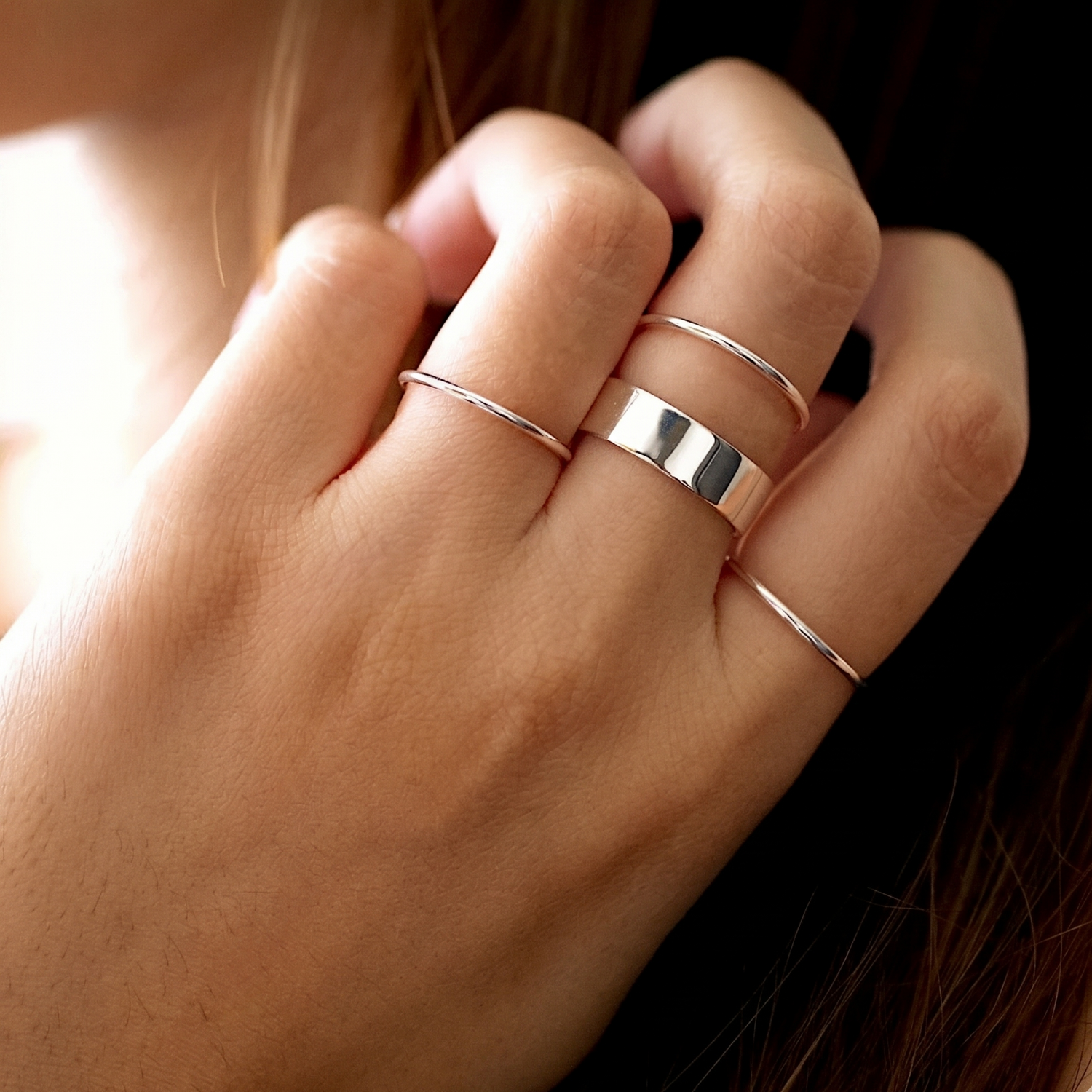 Thick Stacking Ring Silver