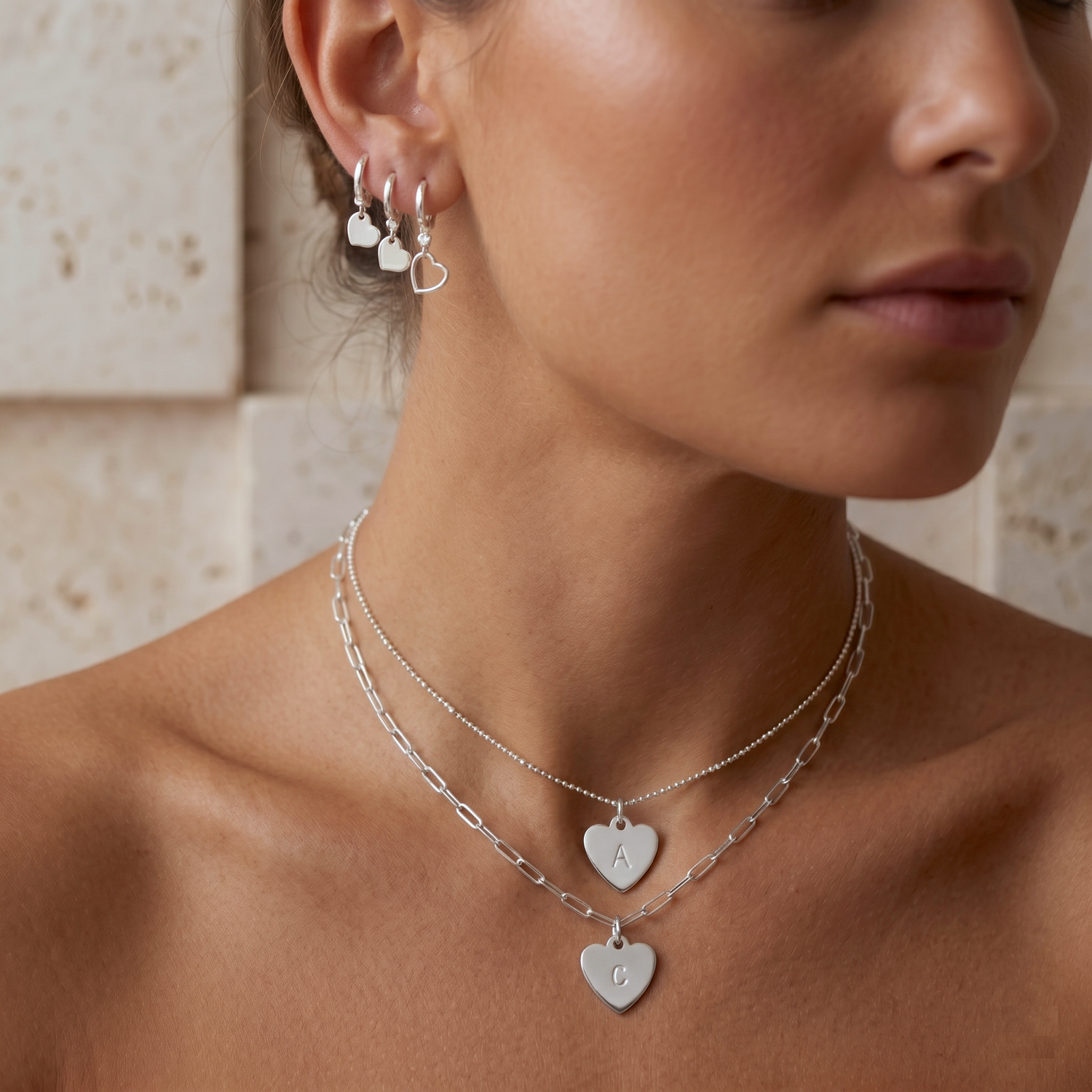 Personalized Heart Satellite Necklace