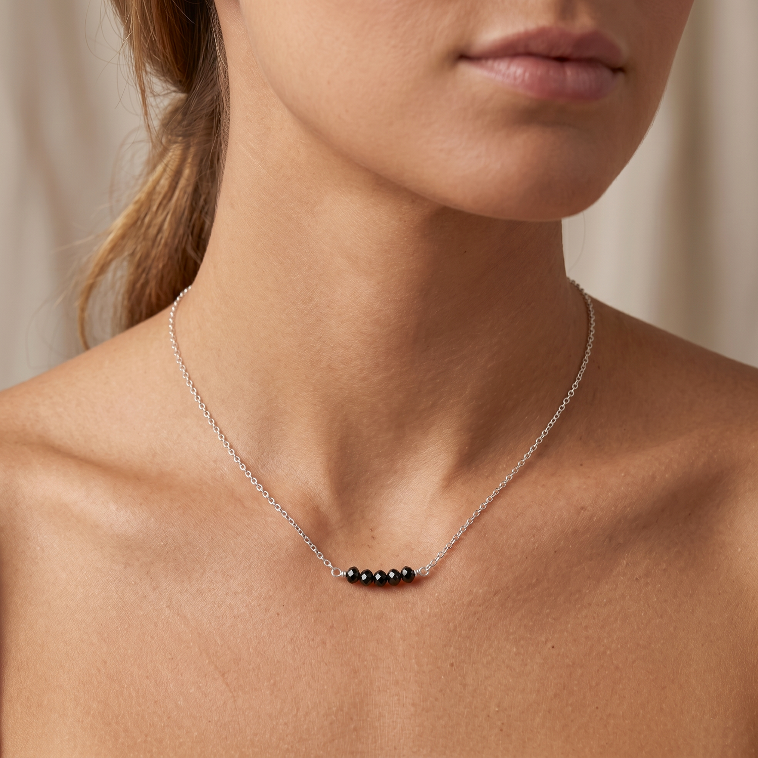 Minimal Black Nugget Bar Necklace