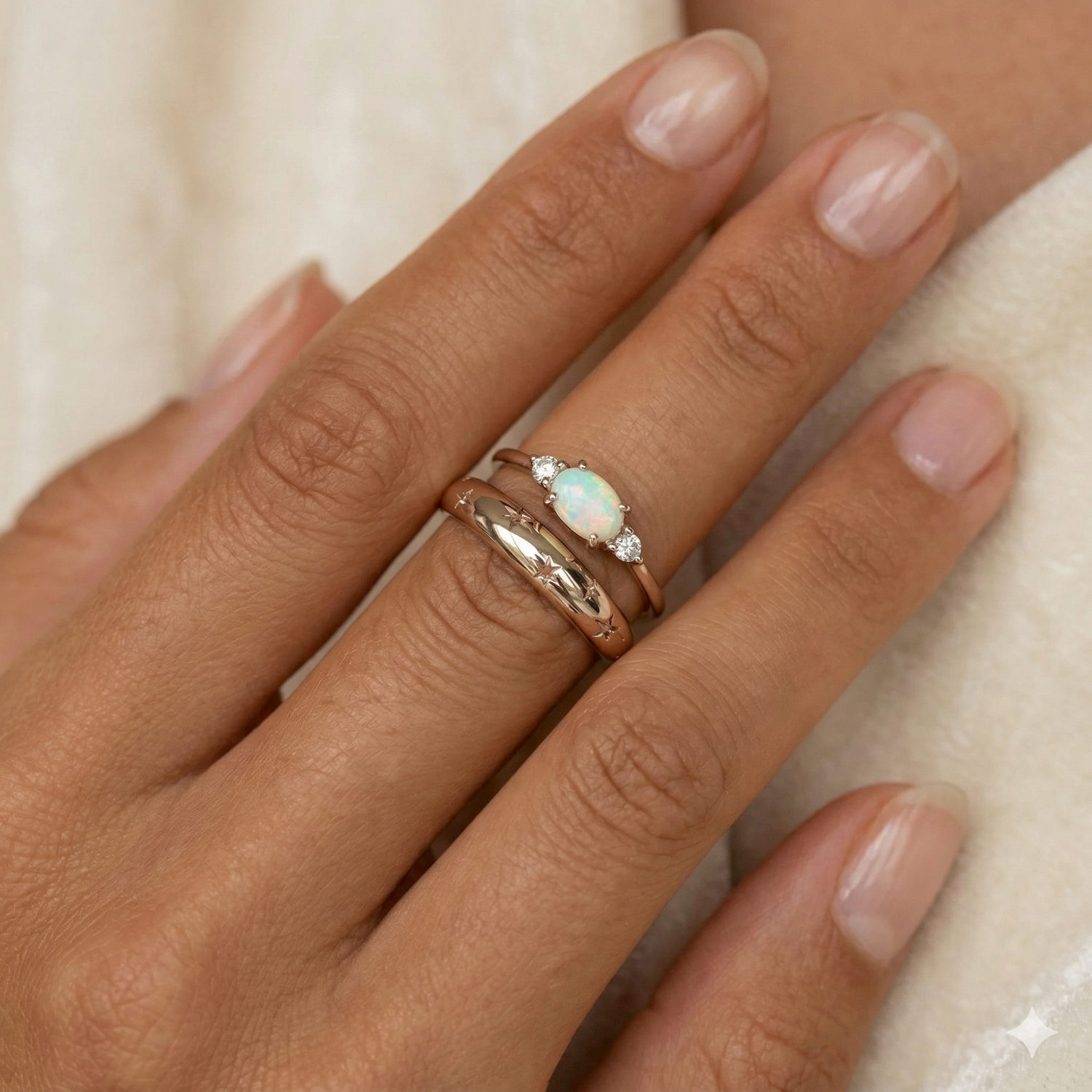 Deco Opal CZ Ring Silver