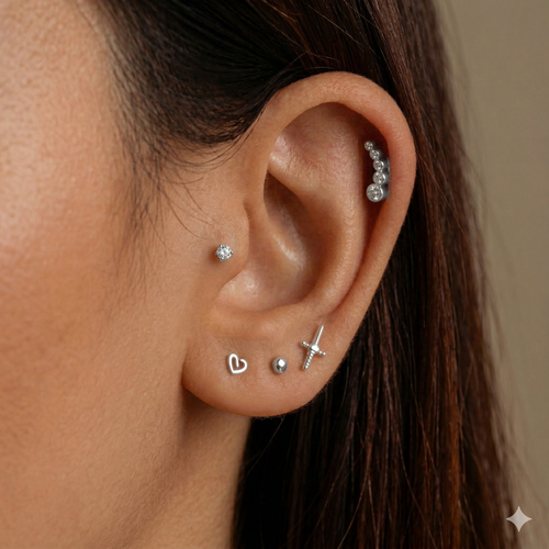 14K Solid Gold Mini Diamond Threaded Labret Earring