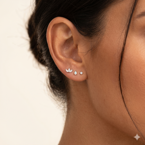 14K Solid Gold Mini Diamond Threaded Labret Earring