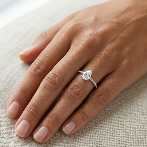 Teardrop Pave Ring Silver