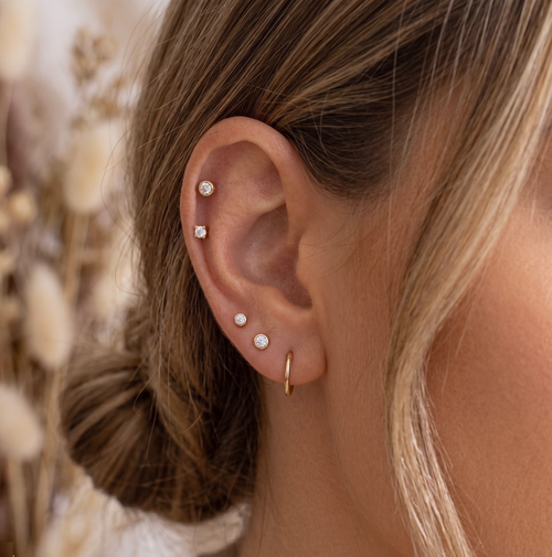 Mini Bezel Stud Earrings