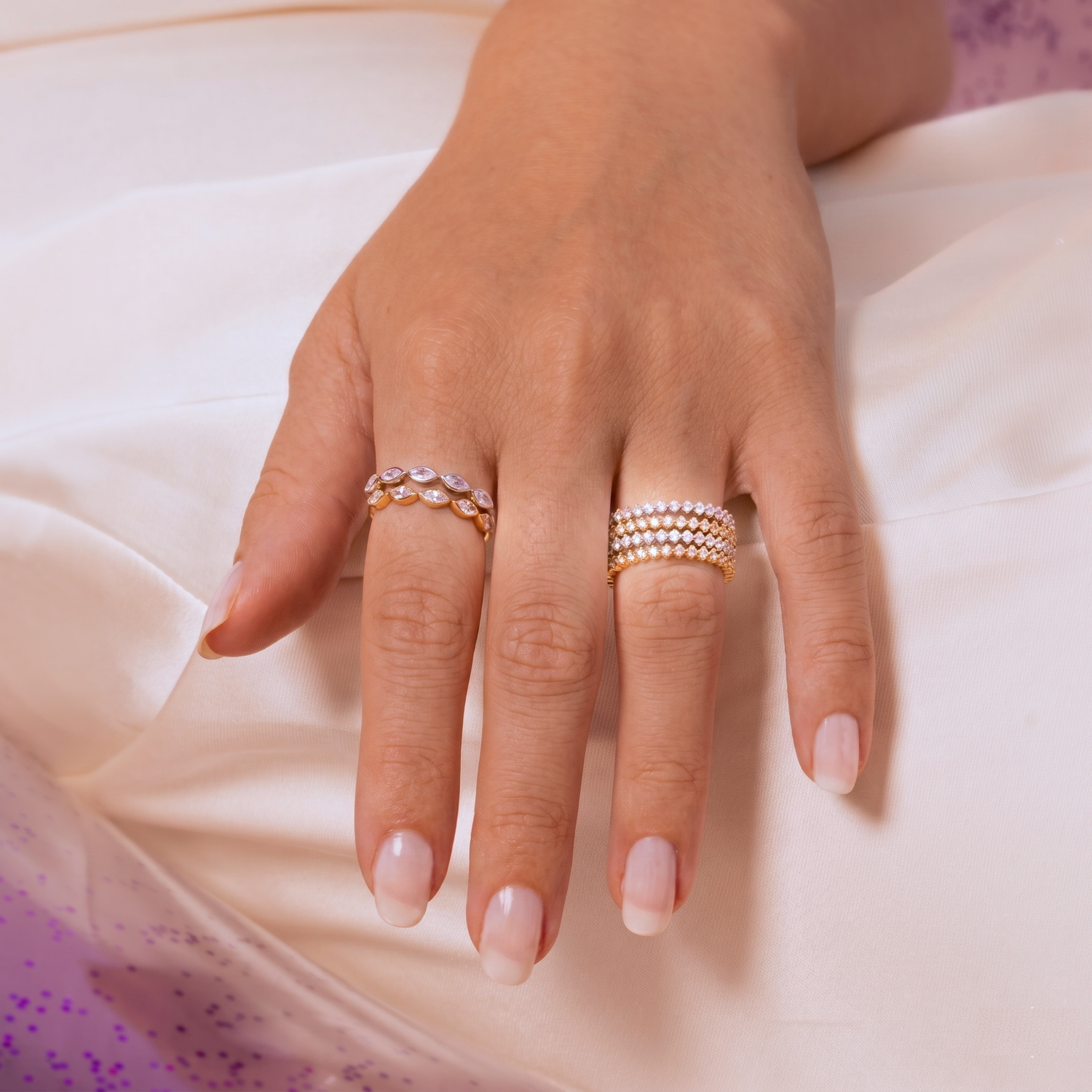 Marquise Bar CZ Gold Ring