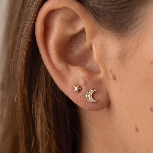 Sparkle Moon Stud Earrings