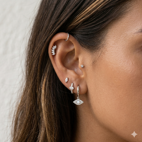 Mini Sparkly Marquise Stud Earrings