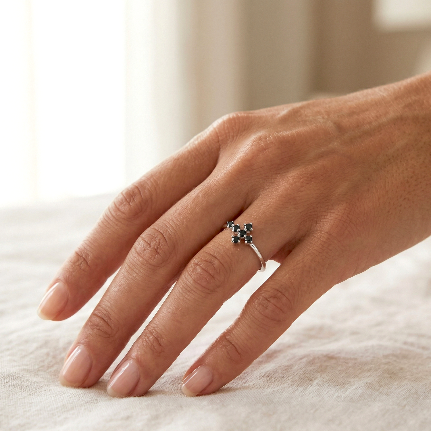 Black Cross Silver Ring