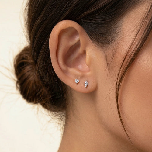 Mini Sparkly Marquise Stud Earrings