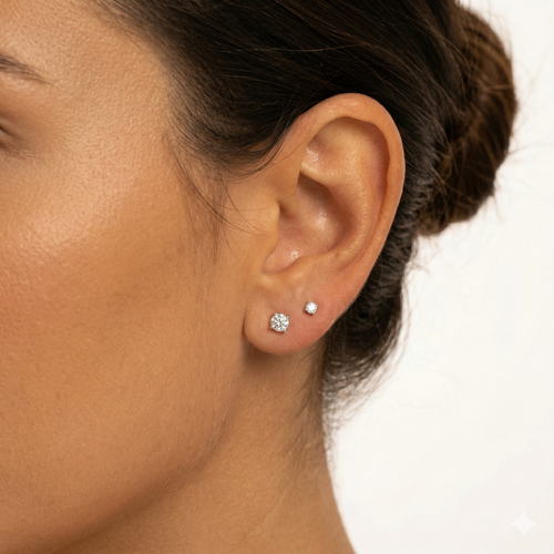 14K Solid Gold Mini Diamond Stud Earrings