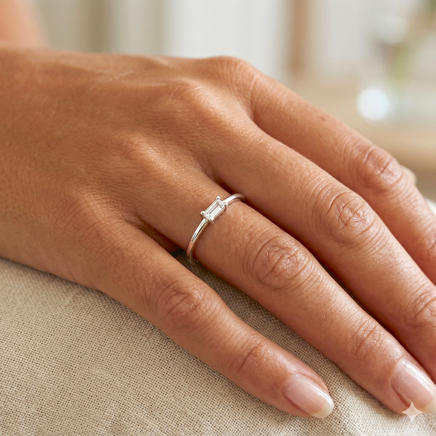 Minimal Baguette Ring Silver