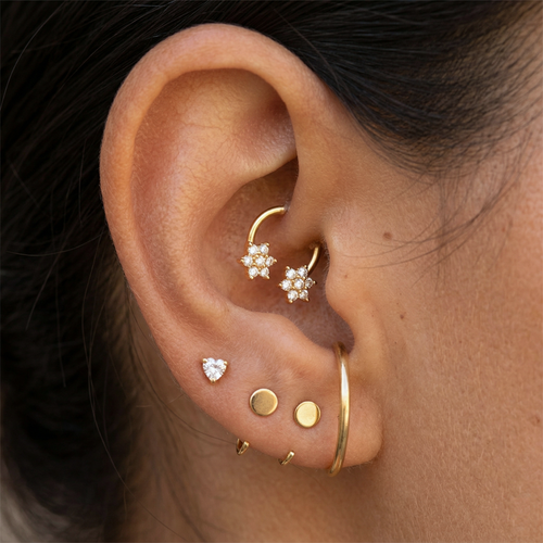CZ Heart Stud Earrings