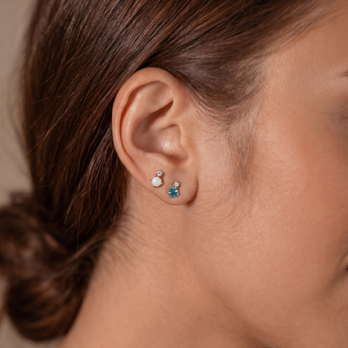 Sea Blue CZ Stud Earrings