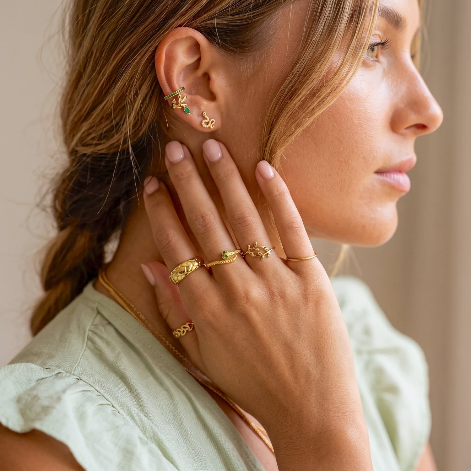 Textured Snake Ring Gold
