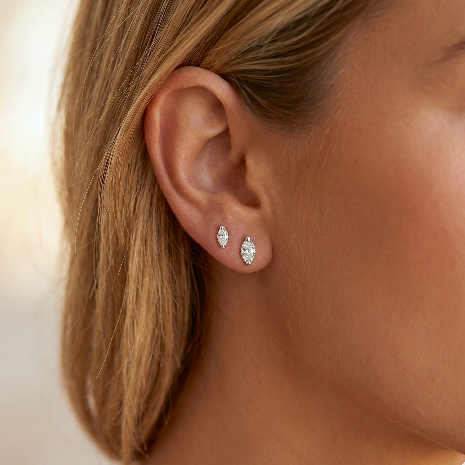 Mini Sparkly Marquise Stud Earrings