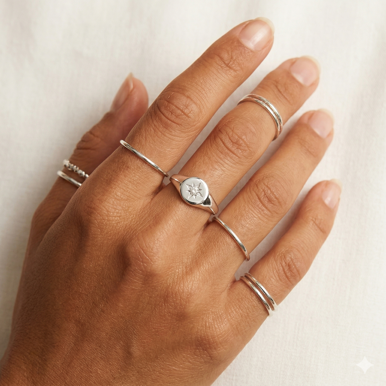 Star Signet Ring Silver