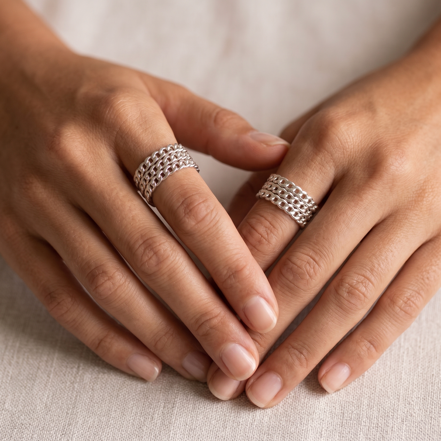 Intertwined Silver Chain Ring
