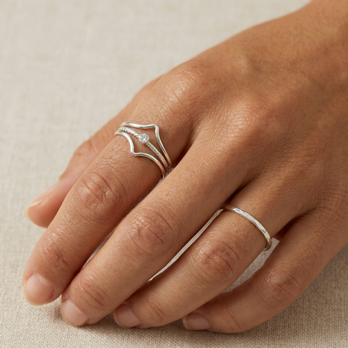 Mini Sparkle Bezel Ring Silver