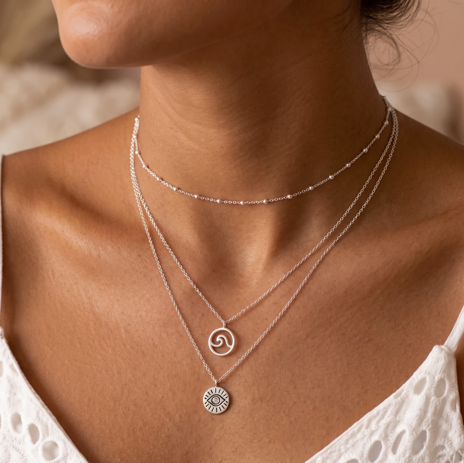 Evil Eye Disc Necklace